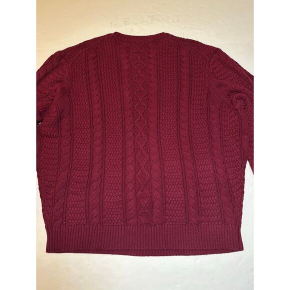 Crown & Ivy Sweater Men's Size XXL Red Wine Cable Knit Casual Layer Long Sleeve - Picture 7 of 7